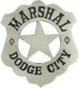 Dodge City Marshall Replica Badge - ANTIQUE SILVER - 40071ANSI