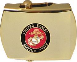 United States Marine Corps Insignia Solid Brass Buckle with Belt - 14771-MB