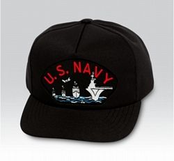 U.S. Navy with Ships on the Water Black Ball Cap US Made - 771336