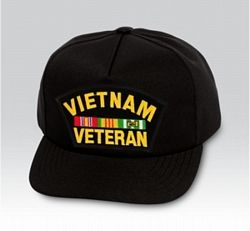 Vietnam Veteran with Ribbons Black Ball Cap US Made - 771340