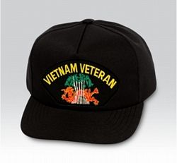Vietnam Veteran with Dragon Insignia Black Ball Cap US Made - 771354