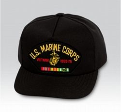 US Marine Corps Vietnam Veteran with Ribbons Black Ball Cap US Made - 771425
