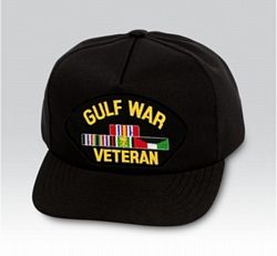 Gulf War Veteran with Ribbons Black Ball Cap US Made - 771428