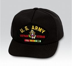 US Army Vietnam Veteran with Ribbons Black Ball Cap US Made - 771444