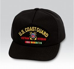 US Coast Guard Vietnam Veteran Insignia with Ribbons Black Ball Cap US Made - 771447
