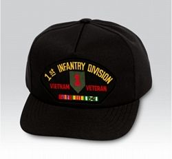 1st Infantry Division Big Red One Vietnam Veteran Black Ball Cap US Made - 771448