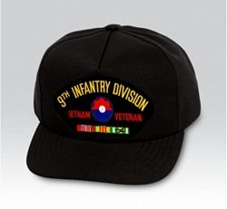 9th Infantry Division Vietnam Veteran with Ribbons Black Ball Cap US Made - 771450