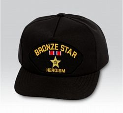 Bronze Star Heroism with Bronze Star Medal  Black Ball Cap US Made - 771462
