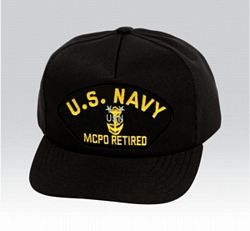 US Navy Master Chief Petty Officer (MCPO/E-9) Retired Black Ball Cap US Made - 771485