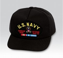 US Navy Korean War Veteran with Ribbons Black Ball Cap US Made - 771499