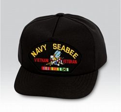 US Navy Seabee Vietnam Veteran with Ribbons Black Ball Cap US Made - 771523
