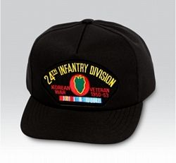 24th Infantry Division Korean War Veteran with Ribbons Black Ball Cap US Made - 771527