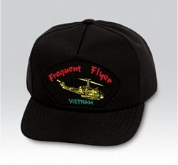 Vietnam Frequent Flyer with Helicopter Black Ball Cap US Made - 771534