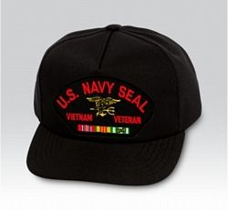 US Navy Seal Vietnam Veteran with Ribbons Black Ball Cap US Made - 771554