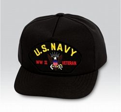 US Navy WWII Veteran Insignia Black Ball Cap US Made - 771562