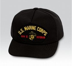 US Marine WWII Veteran Insignia Black Ball Cap US Made - 771564