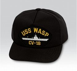 USS Wasp CV-18 with Ship Silhouette Black Ball Cap US Made - 771607
