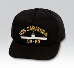 USS Saratoga CV-60 with Ship Silhouette Black Ball Cap US Made - 771609