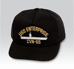 USS Enterprise CVN-65 with Ship Silhouette Black Ball Cap US Made - 771612