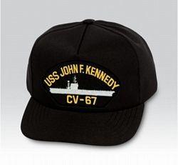 USS John F Kennedy CV-67 with Ship Silhouette Black Ball Cap US Made - 771614