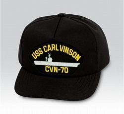 USS Carl Vinson CVN-70 with Ship Silhouette Black Ball Cap US Made - 771617