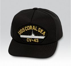 USS Coral Sea CV-43 with Ship Silhouette Black Ball Cap US Made - 771642