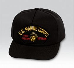 US Marine Corps Iraqi Freedom Veteran Insignia Black Ball Cap US Made - 771648