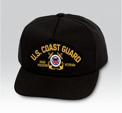 US Coast Guard Iraqi Freedom Veteran with Ribbons Black Ball Cap US Made - 771650