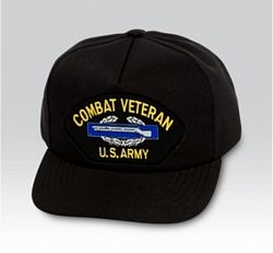 Combat Veteran US Army with Combat Infantry Badge Black Ball Cap US Made - 771692