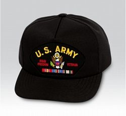 US Army Iraq Freedom Veteran with Ribbons Black Ball Cap US Made - 771699