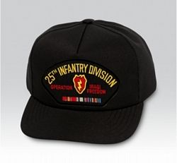 25th Infantry Division Operation Iraqi Freedom w/ Ribbons Black Ball Cap US Made - 771721
