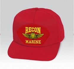 US Marine Recon Insignia Red Ball Cap US Made - 821390