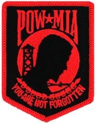 POW/MIA (Black Background/Red) Small Patch - FLB1403 (3 3/4 inch)