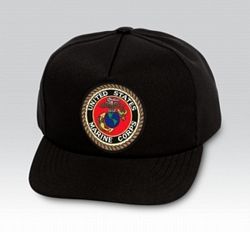 US Marine Corps Round Insignia Black Ball Cap US Made - 771548