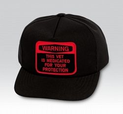 Warning This Vet is Medicated Black Ball Cap US Made - 771826