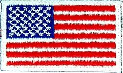 US Flag Patch  3 1/8 x 1 3/4" Sew  White edge - 091208