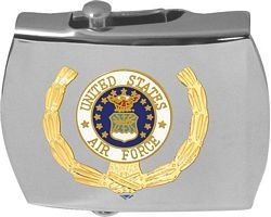 U.S. Air Force Wreath Insignia - Chrome Plated Buckle (choose color of belt) - 15776-CB