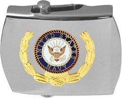 U.S.Navy Insignia Wreath Insignia - Chrome Plated Buckle (choose belt color) - 15777-CB