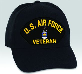 US Air Force Veteran Emblem Black Ball Cap US Made - 771369