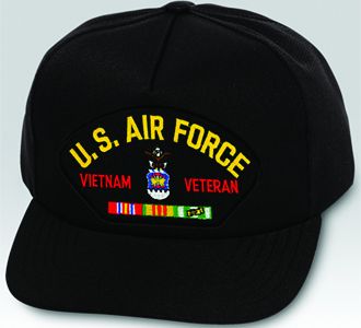 US Air Force Vietnam Veteran with Ribbons Black Ball Cap US Made - 771446