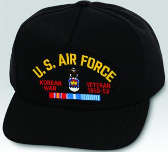 US Air Force Korean War Veteran with Ribbons Black Ball Cap US Made - 771500