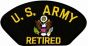 United States Army Retired Insignia Black Patch - FLB1367 (5 1/4 inch)