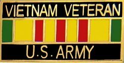 Vietnam Veteran United States Army with Ribbon Pin - 15627 (1 1/8 inch)