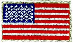 US Flag Patch 3 1/4 x 1 7/8 "  SEW ON Silver Edge - 091207