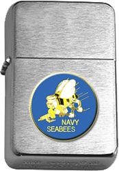 Brushed Chrome US Navy Seabees Insignia Star Lighter - 3414736