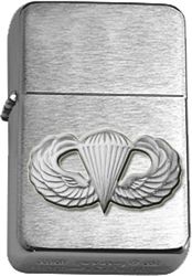 Brushed Chrome Antique Silver Paratrooper Star Lighter - 3414745