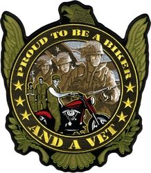 Proud to be a Biker and a Vet Back Patch (5 x 6  inch) - FLC1910