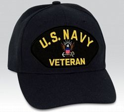 US Navy Veteran Insignia Black Ball Cap Import - 661353