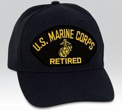 US Marine Corps Retired Insignia Black Ball Cap Import - 661376