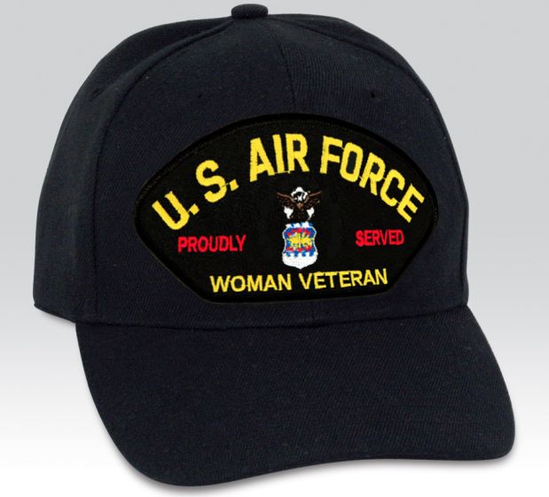 US Air Force Proudly Served Woman Veteran Emblem Black Ball Cap Import - 661809
